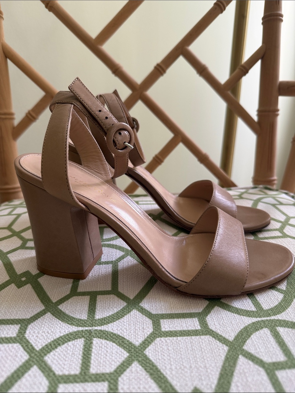 Gianvito Rossi Nude Block Heel Sandals - Ankle Strap size 39